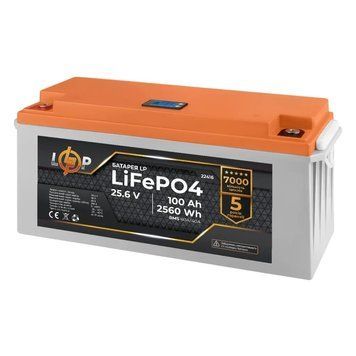 Аккумулятор LP LiFePO4 25,6V - 100 Ah (2560Wh) (BMS 80A/40А) пластик для ИБП