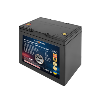 Аккумулятор LP LiFePO4 24V - 52 Ah (BMS 60A/30A) пластик