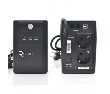 ДБЖ Ritar RTP850L-U (510W) Proxima-L, LED, AVR, 2шт, USB, розетка 2xSCHUKO, 1x12V9Ah, пластиковий корпус ( 340 x 140