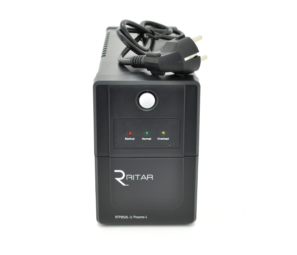 ИБП Ritar RTP850L-U (510W) Proxima-L, LED, AVR, 2st, USB, 2xSCHUKO socket, 1x12V9Ah, plastik Case ( 340 x 140