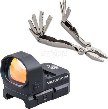Комплект: Приціл коліматорний Vector Optics Frenzy II + Мультитул Schrade Tough Tool