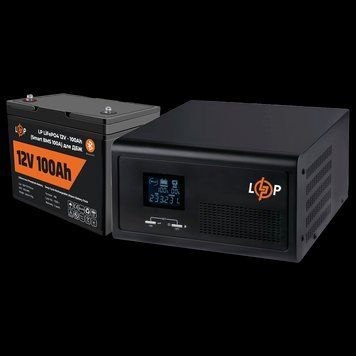 Комплект резервного живлення для котла LogicPower ДБЖ + літієва (LiFePO4) батарея UPS 1000VA + АКБ LiFePO4 1280W