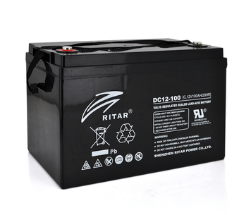 Акумуляторна батарея CARBON RITAR DC12-100C, Black Case, 12V 100.0Ah, 2000-5000 циклів, до 15 років термін