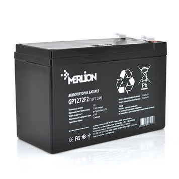 Акумуляторна батарея MERLION AGM GP1272F2B 12 V 7,2 Ah ( 150 x 65 x 95 (100)) Black Q10