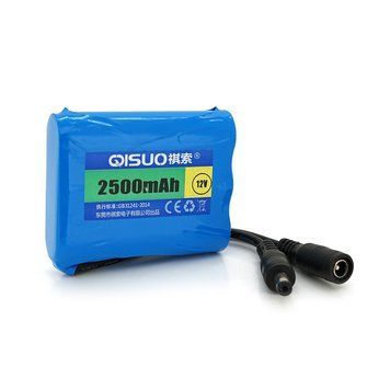 Акумуляторна батарея літієва QiSuo 12 V 2.5 A з елементами Li-ion 18650, DC5.5x2.1, (56x20x70mm)
