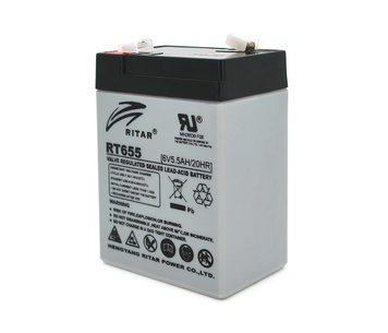 Акумуляторна батарея AGM RITAR RT655, Black Case, 6V 5.5 Ah ( 70х47х99 (105) ) Q20