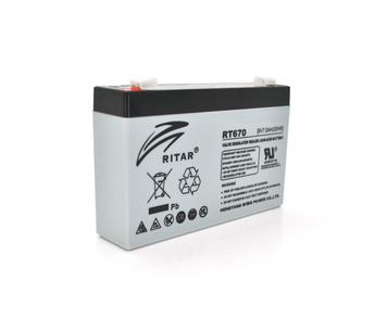 Акумуляторна батарея AGM RITAR RT670, Black Case, 6 V 7.0 Ah (151х34х94 (100) ) Q20