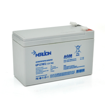 Акумуляторна батарея MERLION AGM GP1270F2 12 V 7 Ah ( 150 x 65 x 95 (100)) White Q10/480