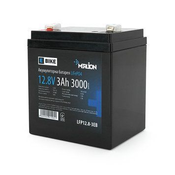Літій-залізо-фосфатний акумулятор Merlion LiFePO4 12.8 V 3 AH (4S1P/BMS-5A), (90х70х101(107)) для