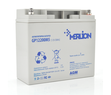 Акумуляторна батарея MERLION AGM GP12200M5 12 V 20 Ah ( 181 x 76 x 166 (168) ) Q2/192