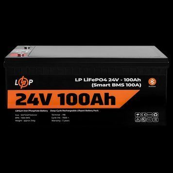 Акумулятор LP LiFePO4 24 V (25,6 V) &mdash; 100 Ah (2560 Wh) (Smart BMS 100А) з BT пластик