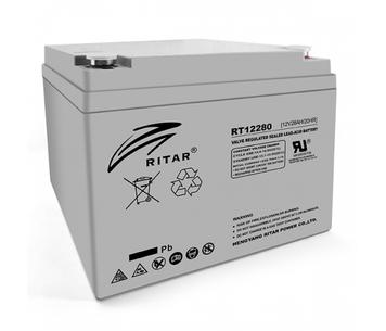 Акумуляторна батарея AGM RITAR RT12280, Gray Case, 12 V 28 Ah (16 х178 х125) Q2