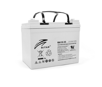 Акумуляторна батарея AGM RITAR RA12-33, Gray Case, 12 V 33.0 Ah ( 195 x 130 x155 (168) ) Q1