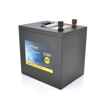Акумуляторна батарея Vipow LiFePO4 12,8 V 200 Ah з вбудованою ВМS-платою 100A (230*340*300)