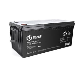 Акумуляторна батарея EUROPOWER AGM EP12-200M8 12 V 200 Ah ( 522 x 240 x 219) Black Q1/18