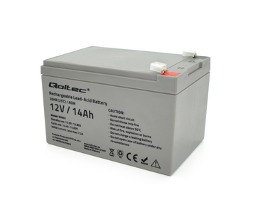 Акумуляторна батарея AGM Qoltec QLT1214B, Grey Case, 12 V 14.0 Ah ( 151 x 98 x 95 (101) Q4