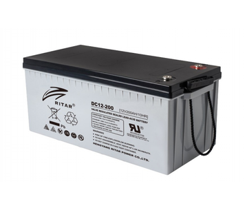 Акумуляторна батарея CARBON RITAR DC12-200C, Black Case, 12V 200.0Ah, 2000-5000 циклів, до 15 років термін