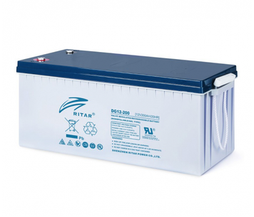 Акумуляторна батарея GEL RITAR DG12-200, Gray Case, 12 V 200.0 Ah ( 522 х 240 х 219 (224)) Q1/18