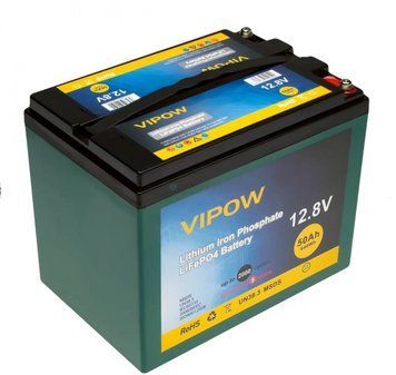 Аккумуляторная батарея Vipow LiFePO4 12,8V 50Ah со встроенной ВМS платой 40A, (255*220*170) Q1