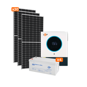Солнечная электростанция (СЭС) Стандарт 8kW АКБ 9.6kWh mGel 200 Ah