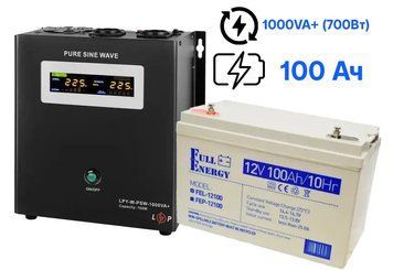 Комплект бессперебойного питания Logicpower LPY-W-PSW-1000VA+ и Аккумуляторная батарея Full Energy FEL-12100