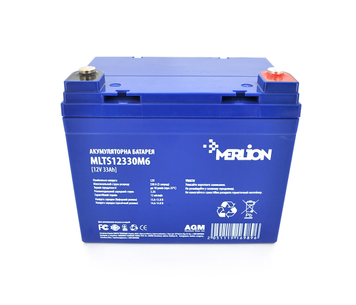Акумуляторна батарея MERLION EURO AGM MLTS12330M6 12 V 33 Ah (195 x 130 x 155 (165)) Blue Q1