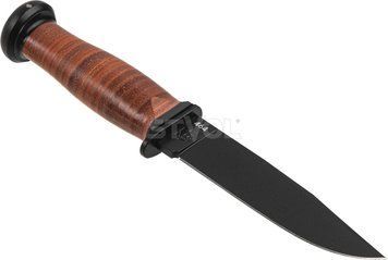 Ніж Ka-Bar Mark I, чорний, набірна шкір. ручка, шкіряний чохол
