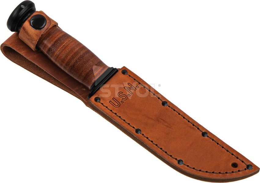 Ніж Ka-Bar Mark I, чорний, набірна шкір. ручка, шкіряний чохол