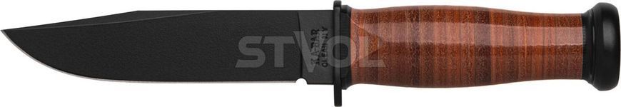 Ніж Ka-Bar Mark I, чорний, набірна шкір. ручка, шкіряний чохол