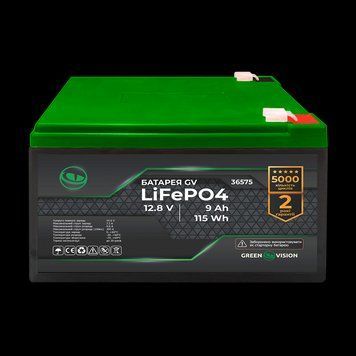 Акумулятор GV LiFePO4 12 V (12,8 V) &mdash; 9 Ah (115 Wh)