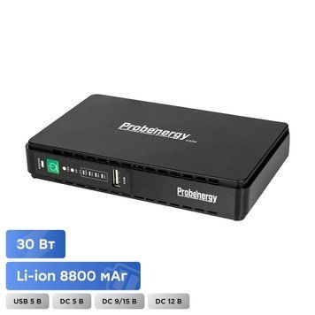 Джерело безперебійного живлення Mini UPS Probenergy DC-30WA 8800mAh 5V/9V/12V/15V, Li-ion 4*2.2Ah, для роутера