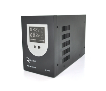 ДБЖ з правильною синусоїдою Ritar SK-1000VA (700 W), DC:145-275V, AC: 230 V, LCD-дисплей, 2Shuko socket, 12V,