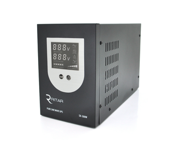 ДБЖ із правильною синусоїдою Ritar SK-800VA (500W), DC:145-275V, AC: 230 V, LCD-дисплей, 2Shuko socket, 12V, під