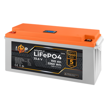 Акумулятор LP LiFePO4 24 V (25,6 V) &mdash; 100 Ah (2560Wh) (BMS 80/40А) пластик