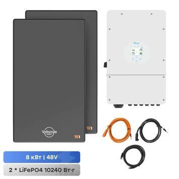 Комплект резервного живлення: гібридний інвертор Deye 8kW SUN-8K-SG01LP1-EU і акумуляторна батарея 51.2В