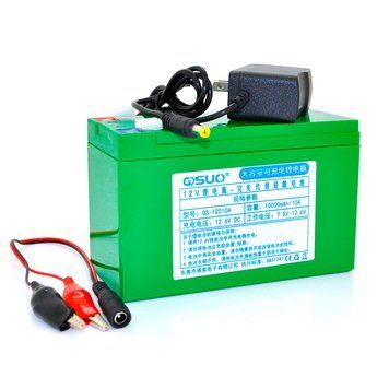 Акумуляторна батарея літієва QSuo 12 V 10 A з елементами Li-ion 18650 (150X64,5X97,7) + зарядний пристрій