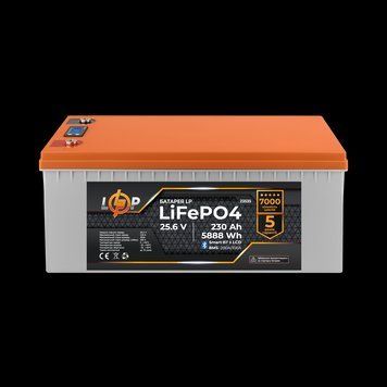Аккумулятор LP LiFePO4 25,6V - 230 Ah (5888Wh) (BMS 200A/100А) пластик LCD Smart BT