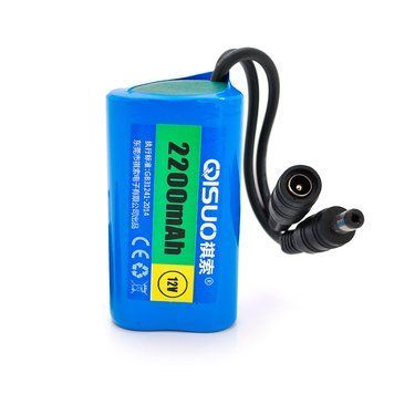 Акумуляторна батарея літієва QiSuo 12 V 2.2 A з елементами Li-ion 18650, DC5.5x2.1, (37x37x70mm)