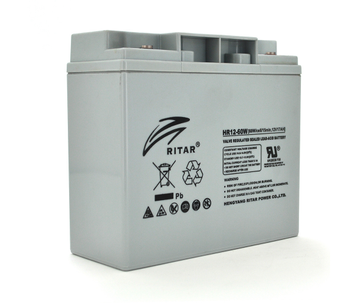 Акумуляторна батарея AGM RITAR HR12-60W, Gray Case, 12 V 17.0 Ah ( 181 х 77 х 167 (167 ) 4.80 kg Q4