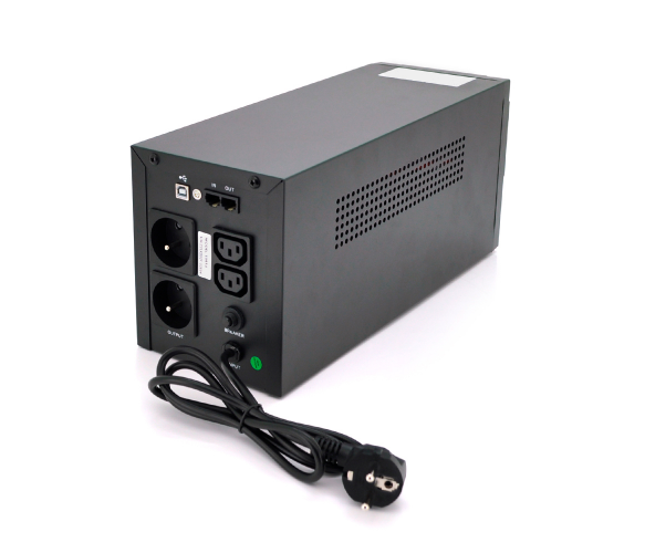 ИБП Qoltec QLT1500 (900W) LСD, AVR, 3st, 2xSCHUKO socket, 2x12V9Ah, metal Case